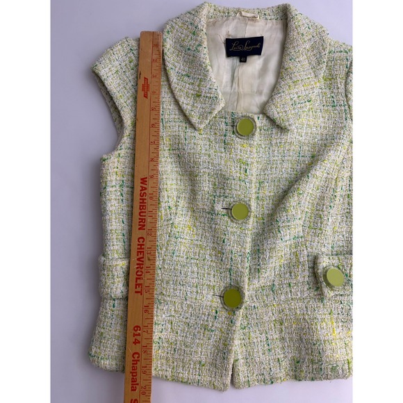 Vintage Luisa Spagnoli Women's Sleeveless Tweed Vest Green Size 40 Preppy Plaid - Picture 6 of 9